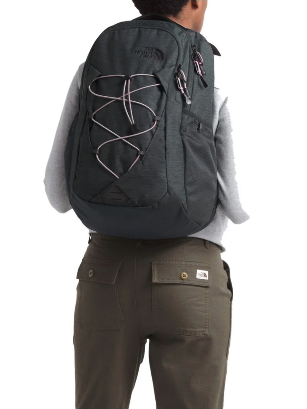 The North Face Jester Women’s Grey Backpack with Purple Accent Bungee
